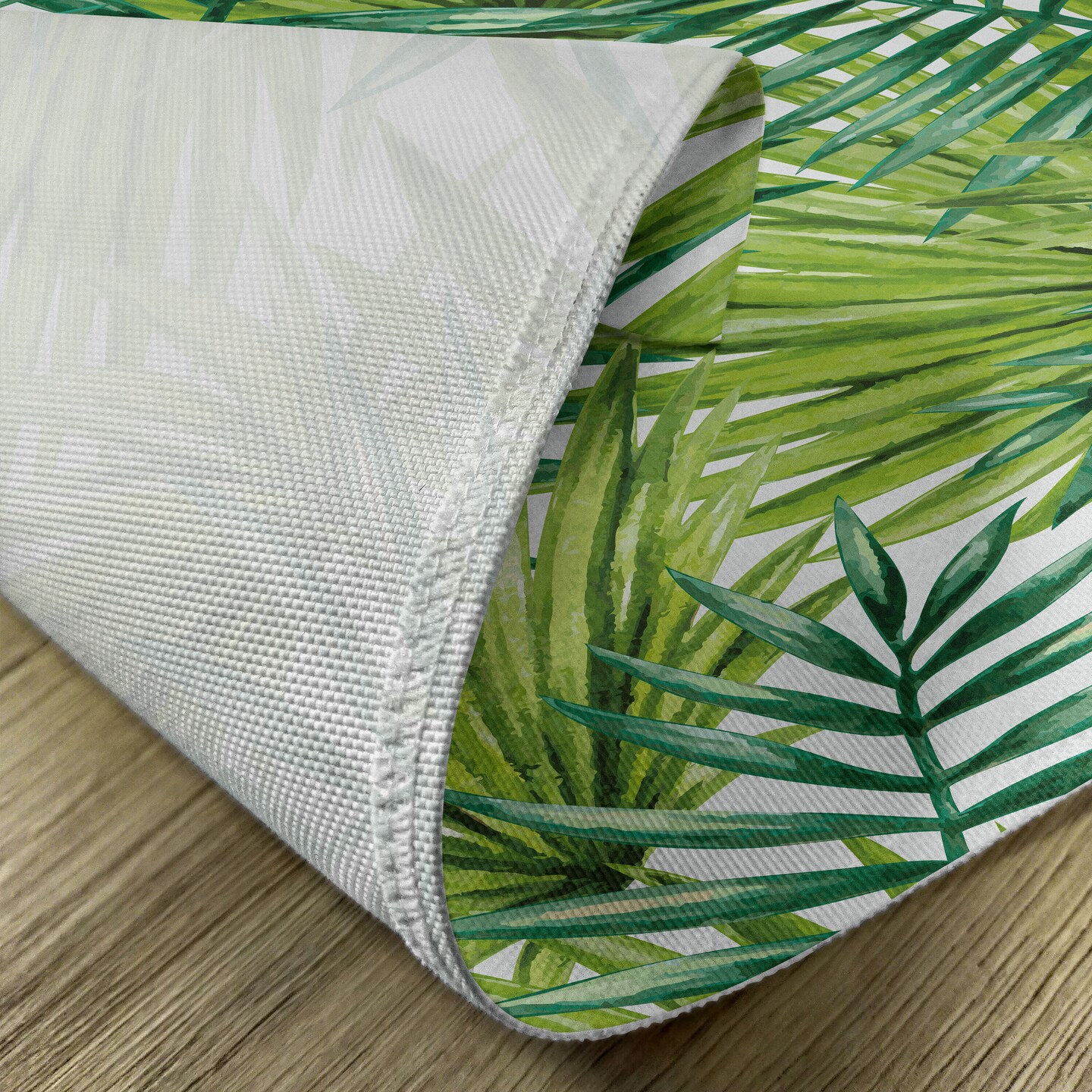 Ambesonne Plant Place Mats Set of 4, Watercolor Tropical Palm Leaves Colorful Illustration Natural Feelings, Washable Fabric Placemats for Dining Table, Standard Size, Fern Green Lime Green