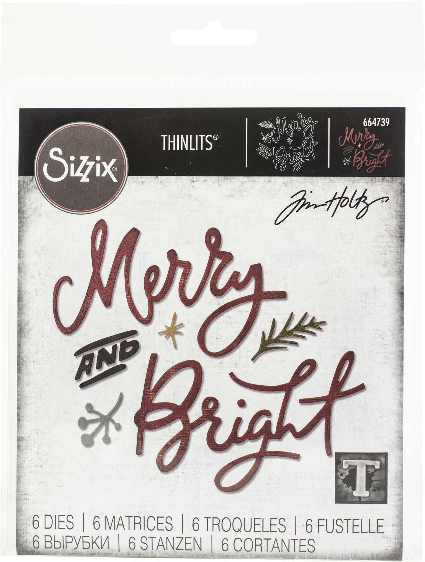 Sizzix Thinlits Dies By Tim Holtz 6/Pkg-Merry & Bright