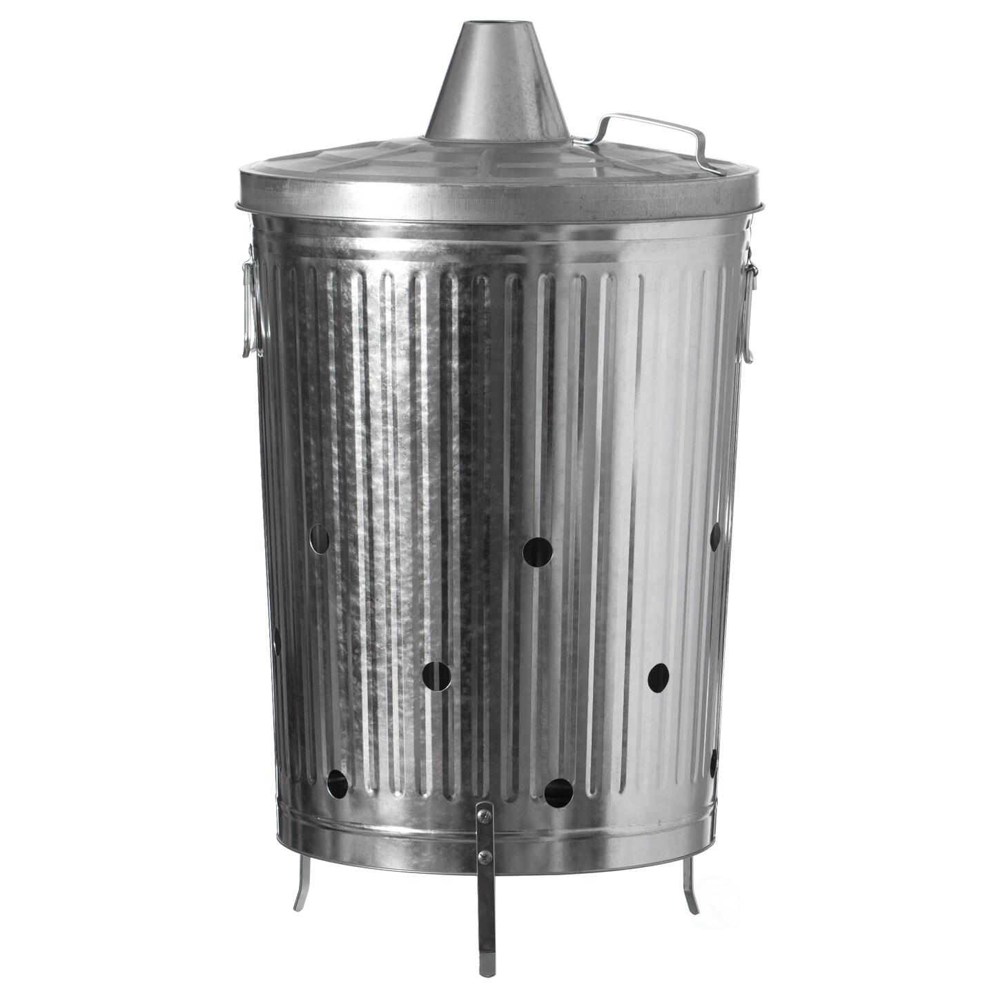Silver Outdoor Galvanized Metal Garden Incinerator Can, for Yard, Patio, and Backyard