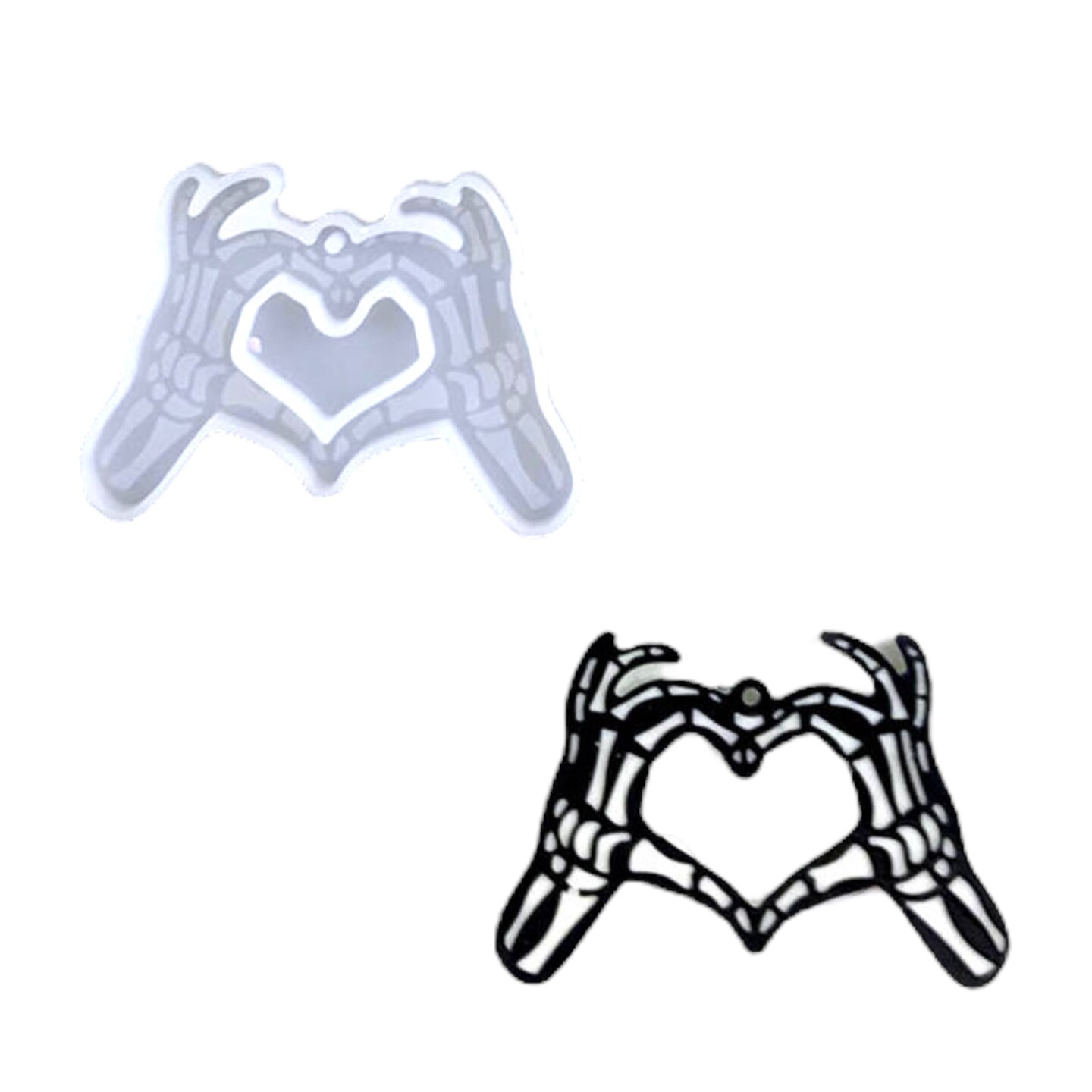 Heart Skeleton Hands Keychain or Ornament Mold for Epoxy or UV Resin