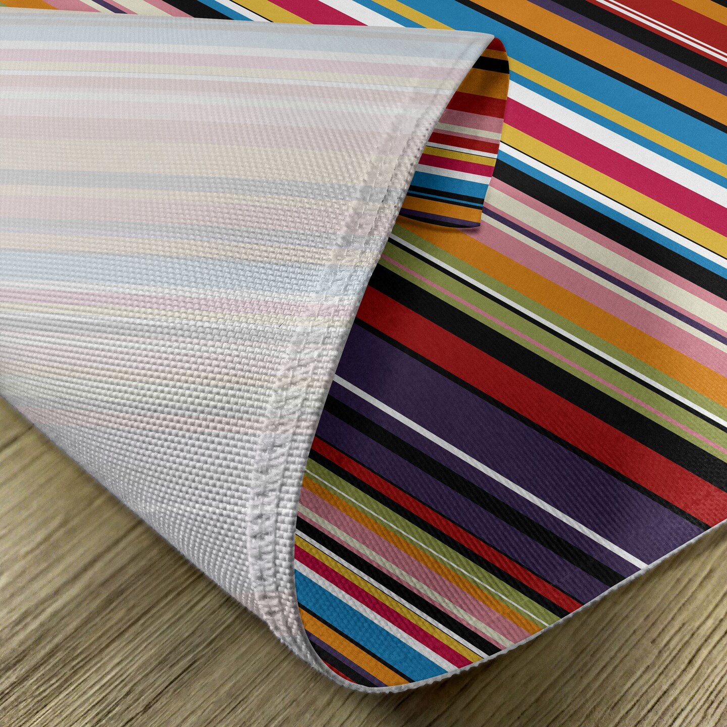 Ambesonne Abstract Place Mats Set of 4, Vibrant Colored Stripes Vertical Pattern Funky Modern Tile Illustration, Washable Fabric Placemats for Dining Table, Standard Size, Multicolor