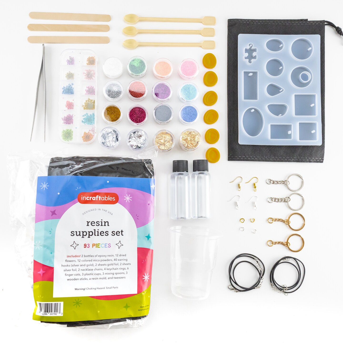Incraftables Epoxy Resin Kit for Beginners. Resin Supplies set for Kids &#x26; Adults. Epoxy Resin Kit with mold, Epoxy Bottles, Dried Flowers, Mica powders, Foils, measuring cups &#x26; Jewelry Making Supplies
