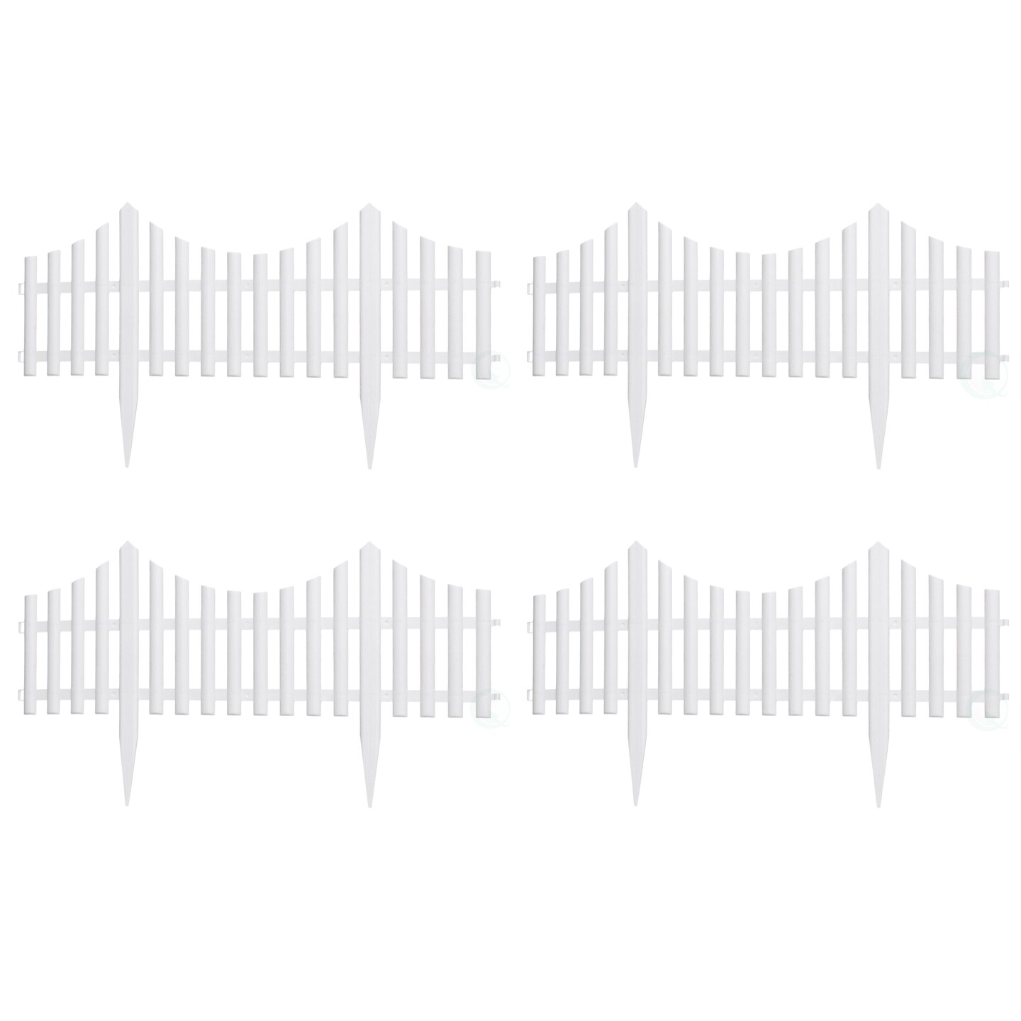 Decorative Garden Border Edgings Picket Fence, High Quality Fencing for Gardens, Landscape Edging, Pathways, Flower Beds, to Provide Protection from Animals like Dogs, Cats, and More 4 Piece Set White