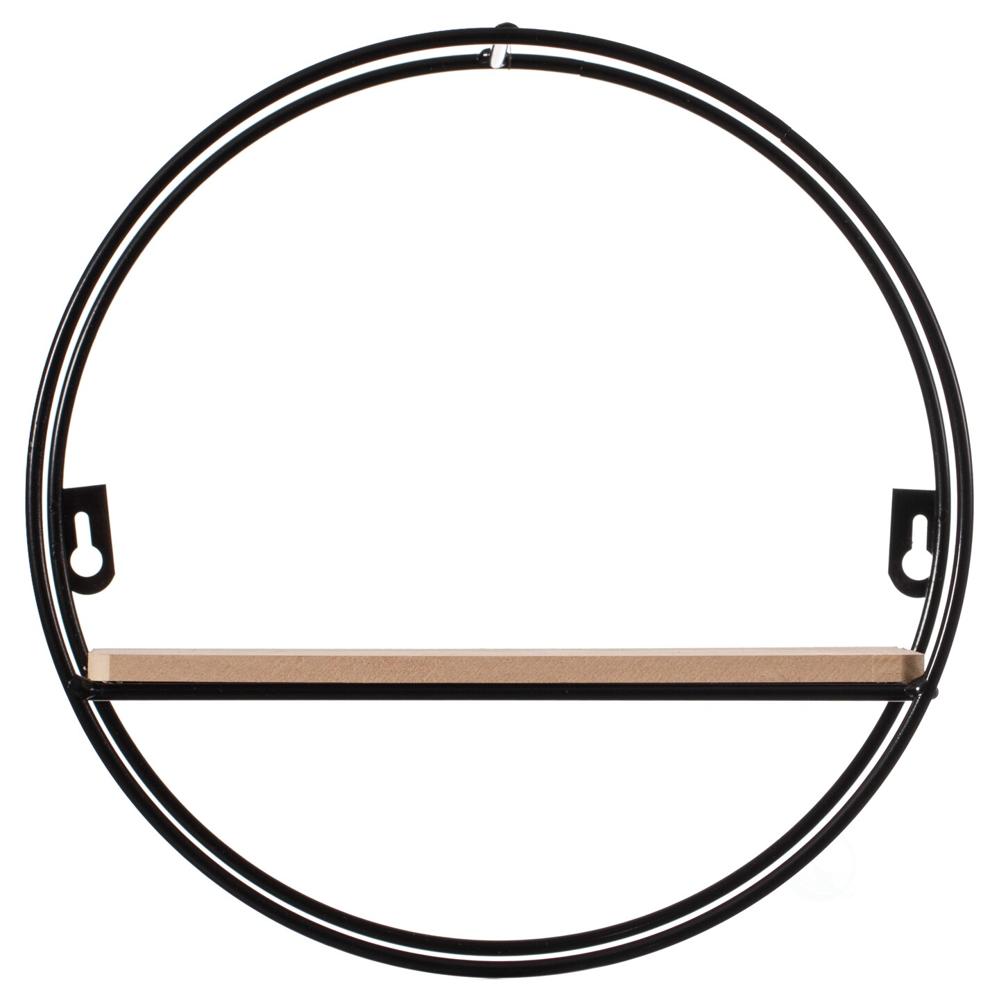 Decorative Modern Round Accent Floating Shelf Circle Decor Display Wall Mounted Rack with Metal Frame and Pine Wood Shelf
