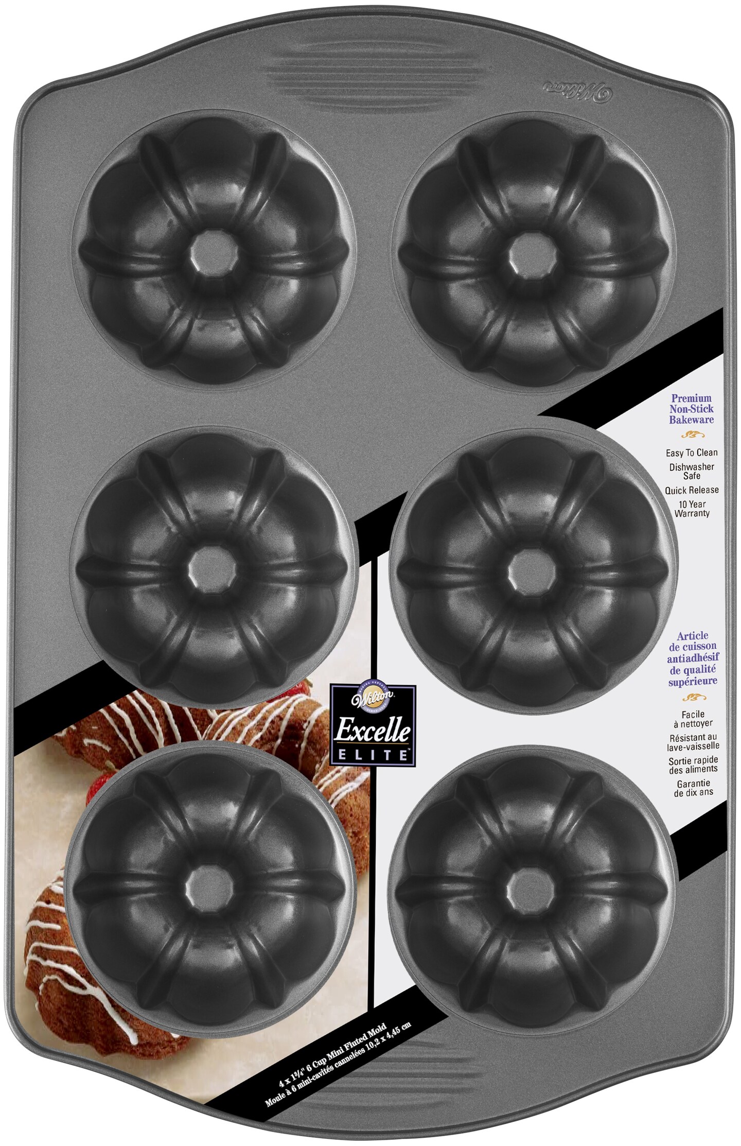 Wilton Excelle Elite Mini Fluted Bundt Pan-6 Cavity 4"X1.75"