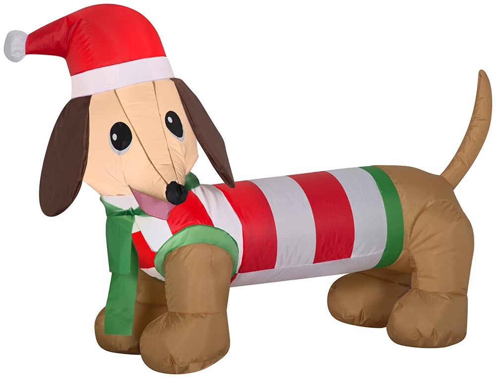 4' Gemmy Airblown Inflatable Weiner Dog in Winter Outfit 116650