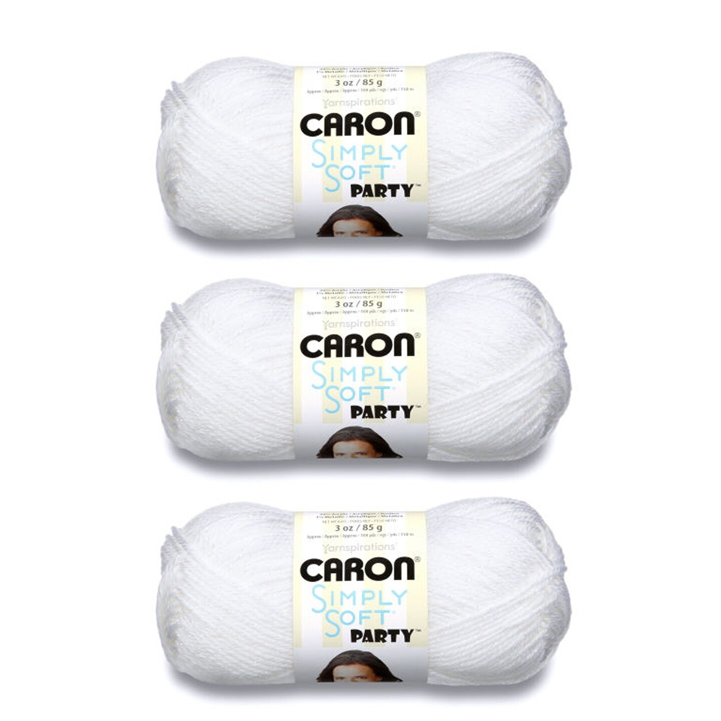 Caron Simply Soft Party Snow Sparkle Yarn - 3 Pack of 85g/3oz - Acrylic - 4 Medium (Worsted) - 164 Yards - Knitting/Crochet