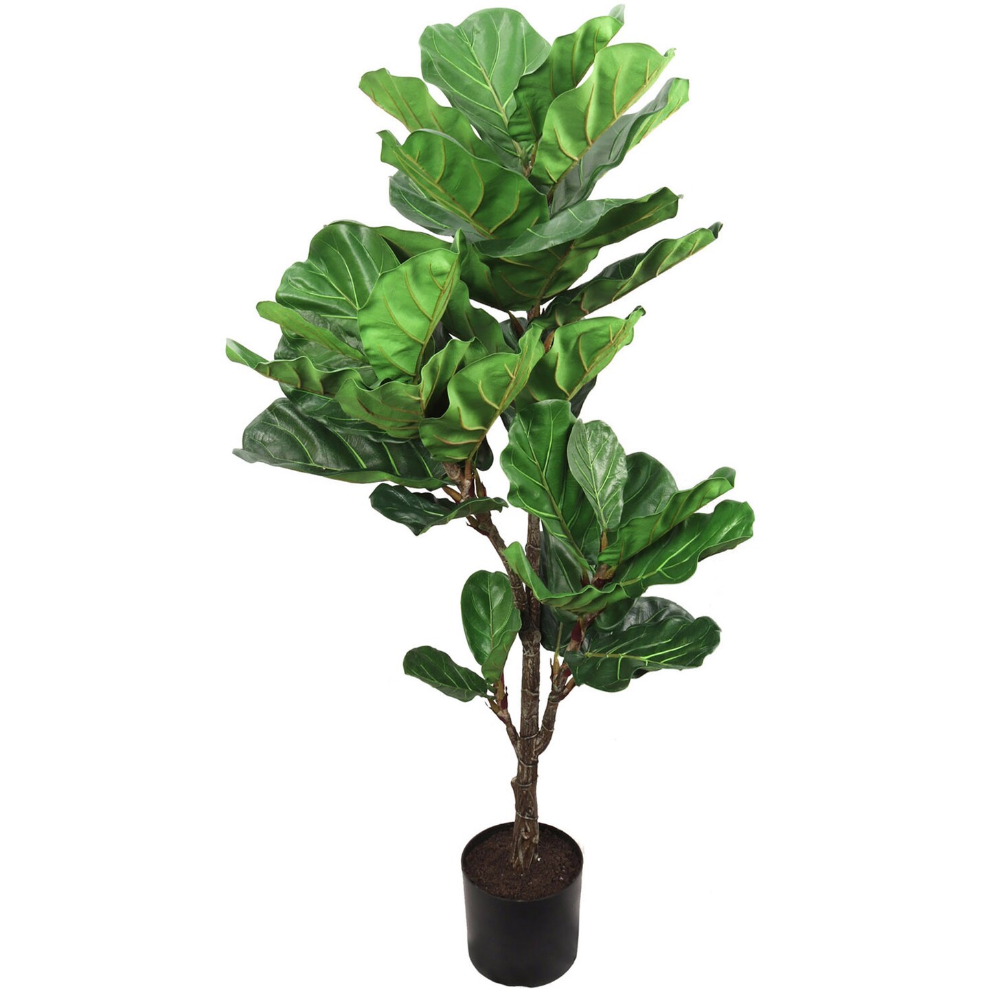 56&#x22; Fiddle Tree in Black Pot with Realistic Leaves by Floral Home&#xAE;