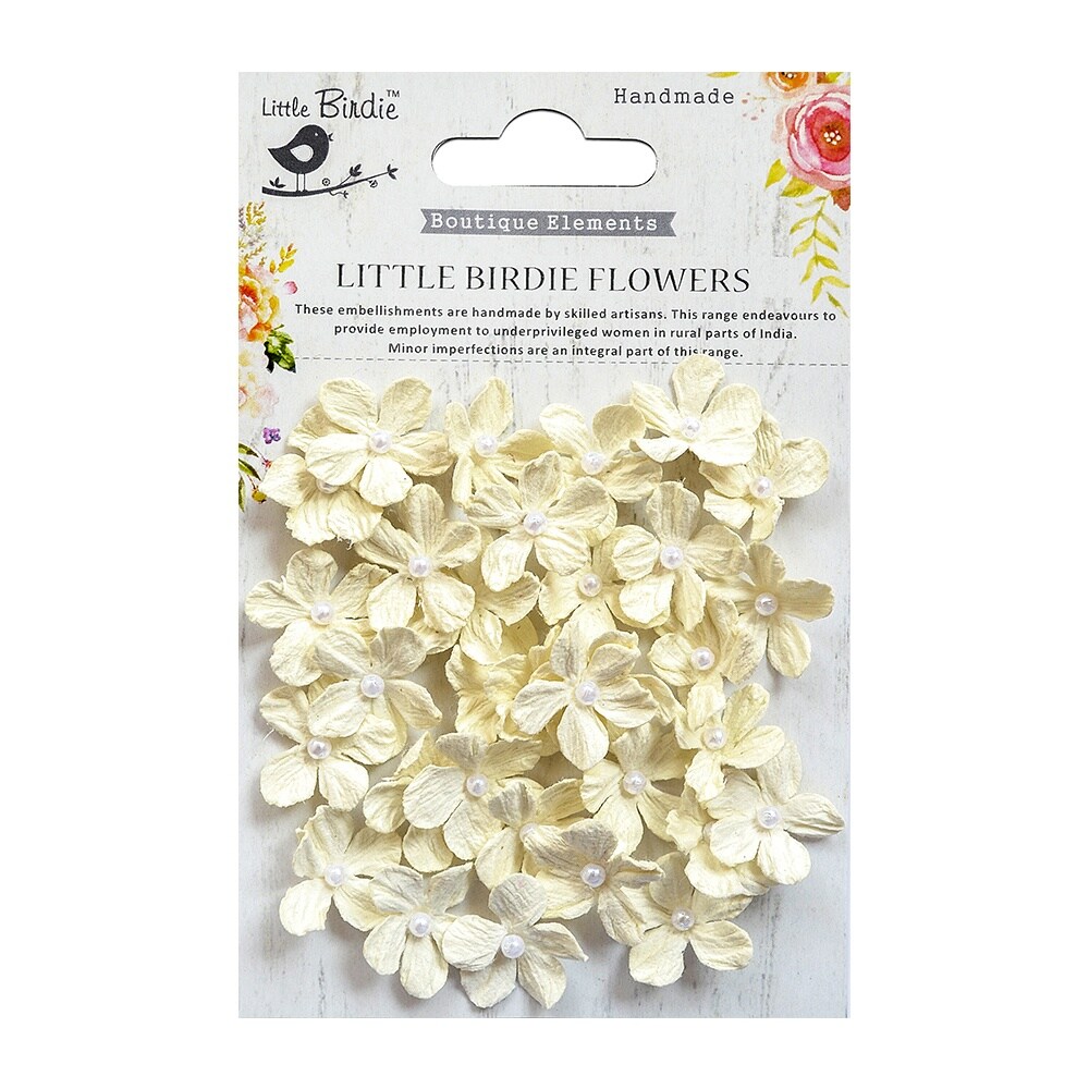 Little Birdie Pearl Petites Paper Flowers 32/Pkg