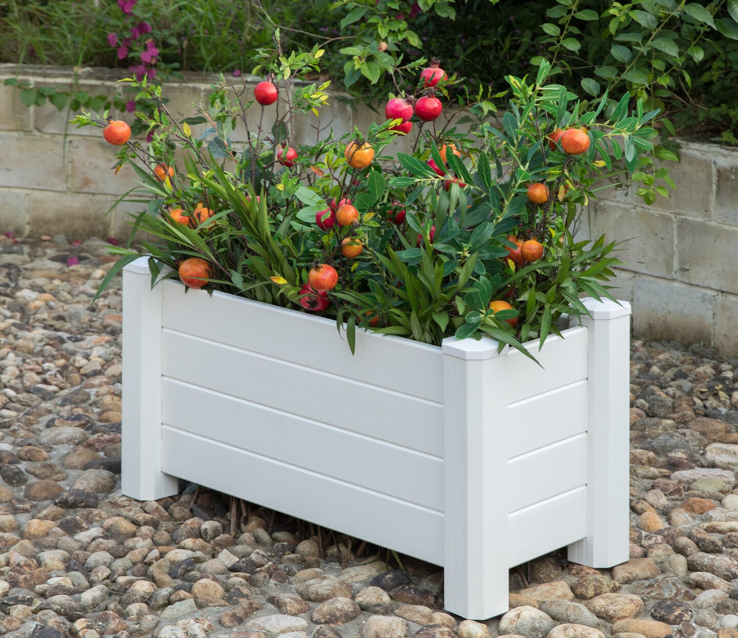 White Vinyl Traditional Fence Design Garden Bed Elevated Screwless Raised Planter Box