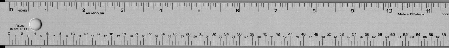 Alumicolor Pica/Point Ruler, 12&#x22;