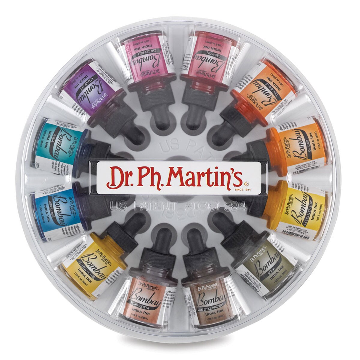 Dr. Ph. Martin&#x27;s Bombay India Ink - 1 oz, Round Set, Set of 12