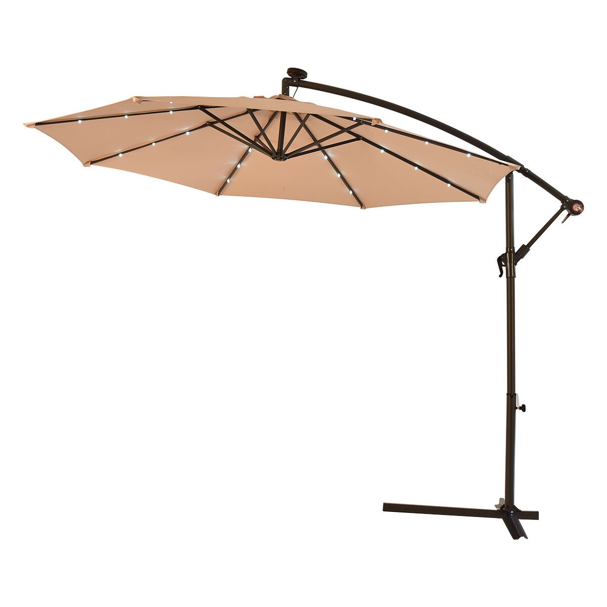 Costway 10' Hanging Solar LED Umbrella Patio Sun Shade Offset Market