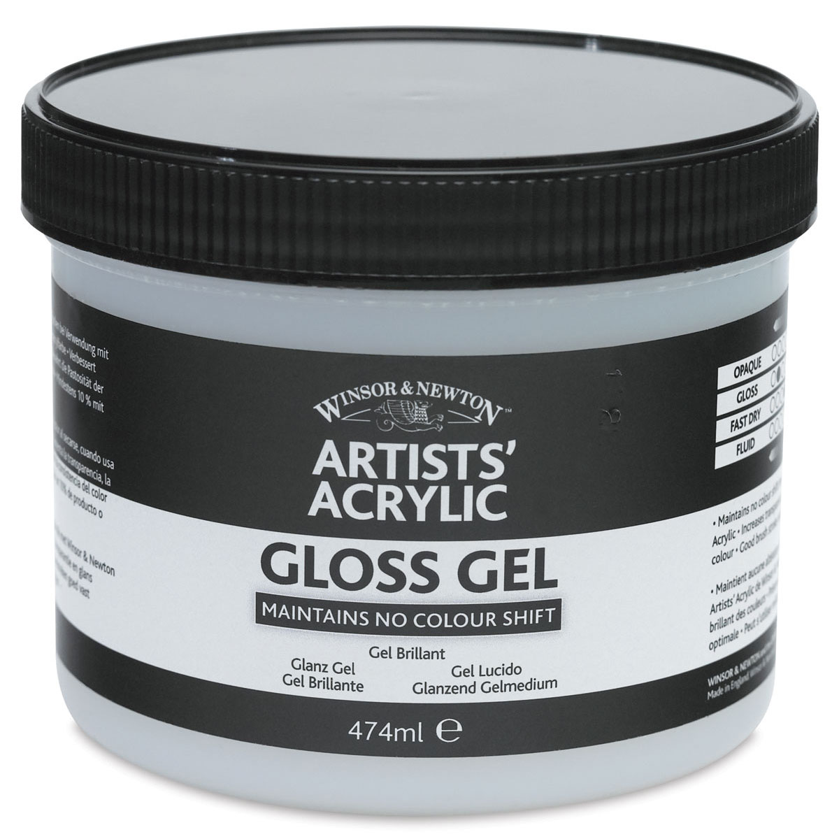 Winsor & Newton Artists' Acrylic Gel Medium - Gloss, 474 ml jar