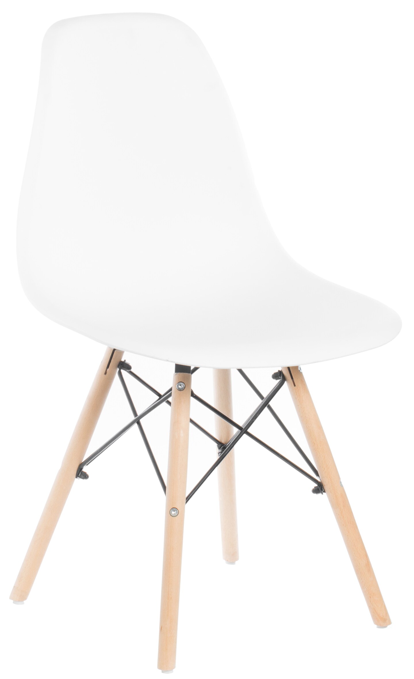 Mid-Century Modern Style Plastic DSW Shell Dining Chair with Solid Beech Wooden Dowel Eiffel Legs