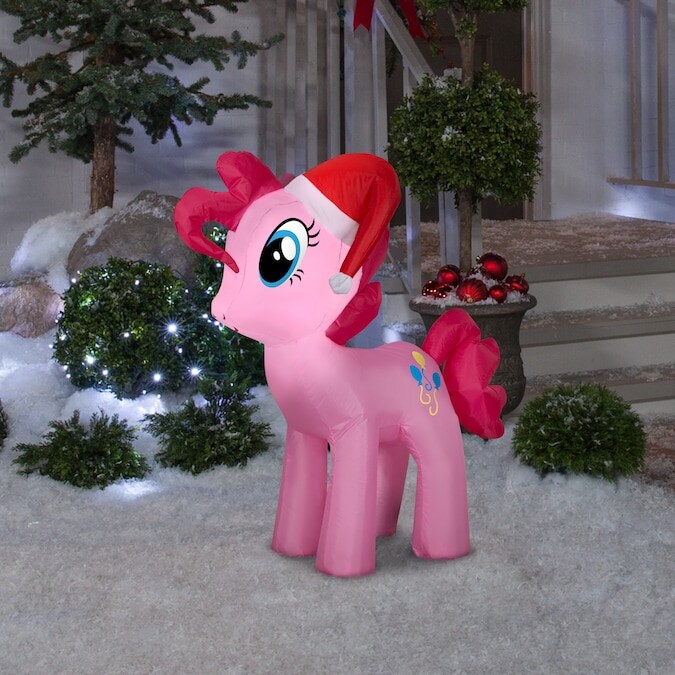 3.5&#x27; Gemmy Airblown Inflatable Christmas My Little Pony Pinkie Pie w/ Santa Hat 118990