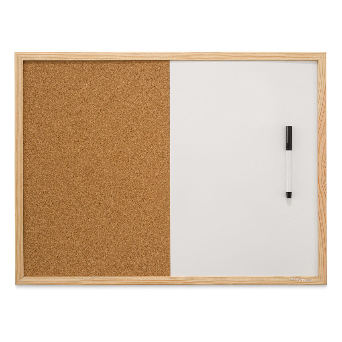 MasterVision Wood Frame Combo Cork and Dry Erase Bulletin Board - 18&#x22; x 24&#x22;