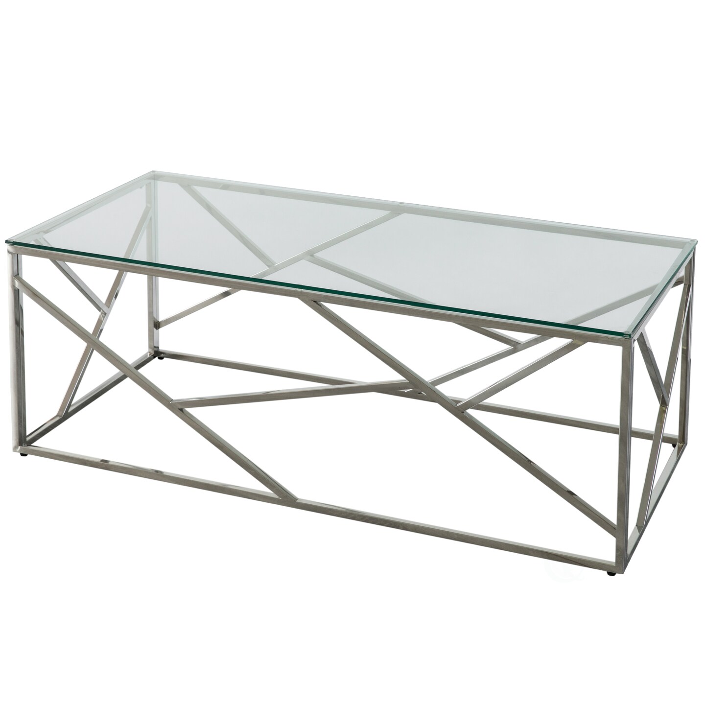 Decorative Rectangular Glass Top Metal Modern Coffee Table