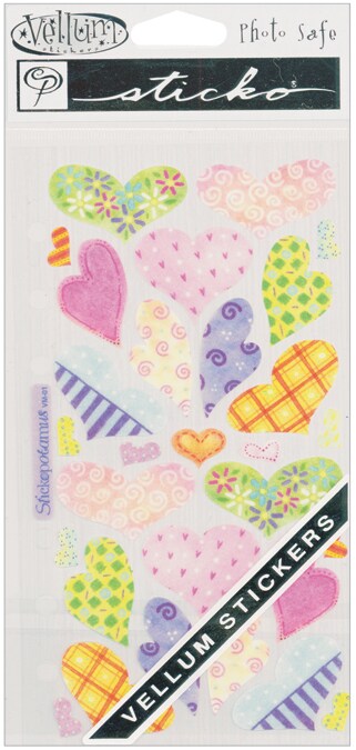 Sticko Vellum Stickers-Pastel Hearts