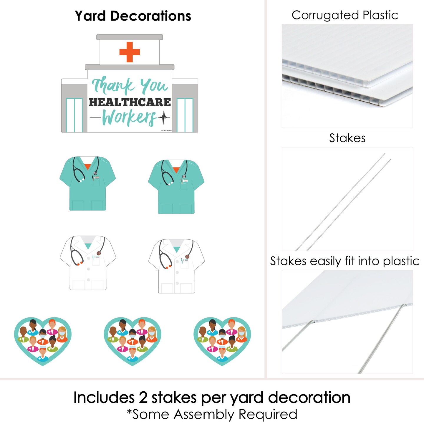 Big Dot of Happiness Thank You Healthcare Workers - Yard Sign and Outdoor Lawn Decorations - Doctor and Nurse Appreciation Yard Signs - Set of 8