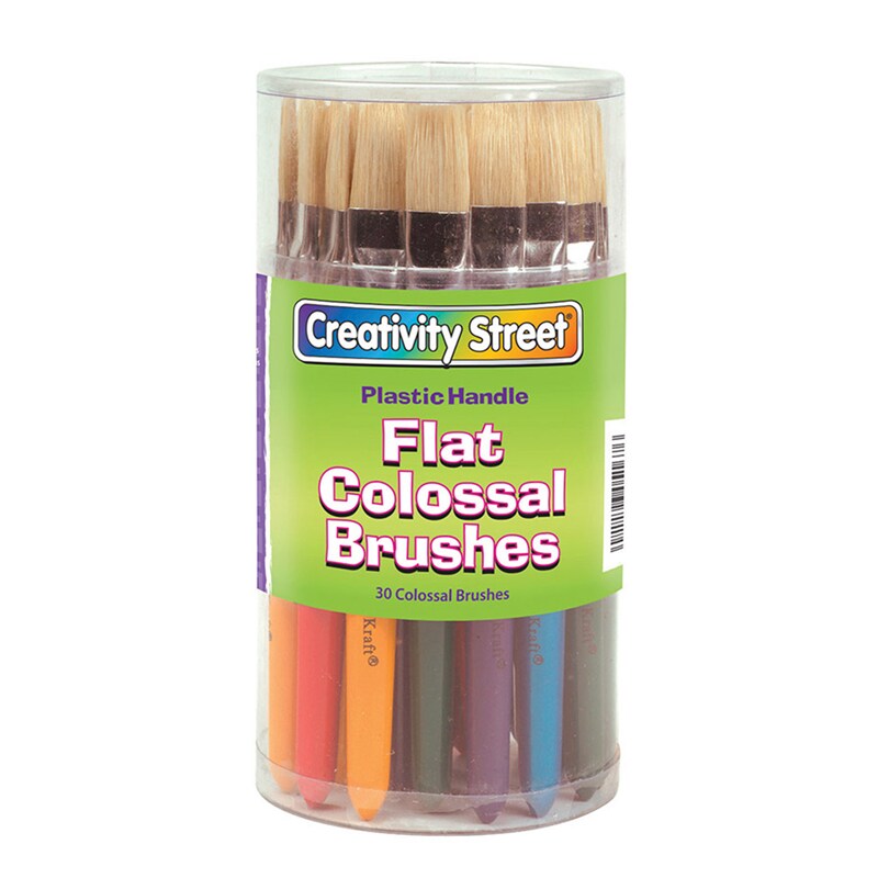 Colossal Brushes, Flat, Assorted Colors, 7.25&#x22; Long, 30 Brushes