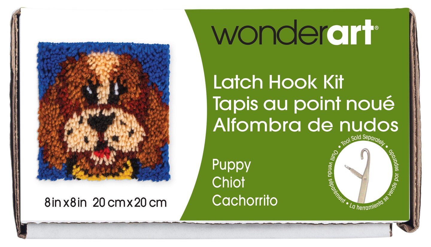 Wonderart Latch Hook Kit 8&#x22;X8&#x22;-Puppy