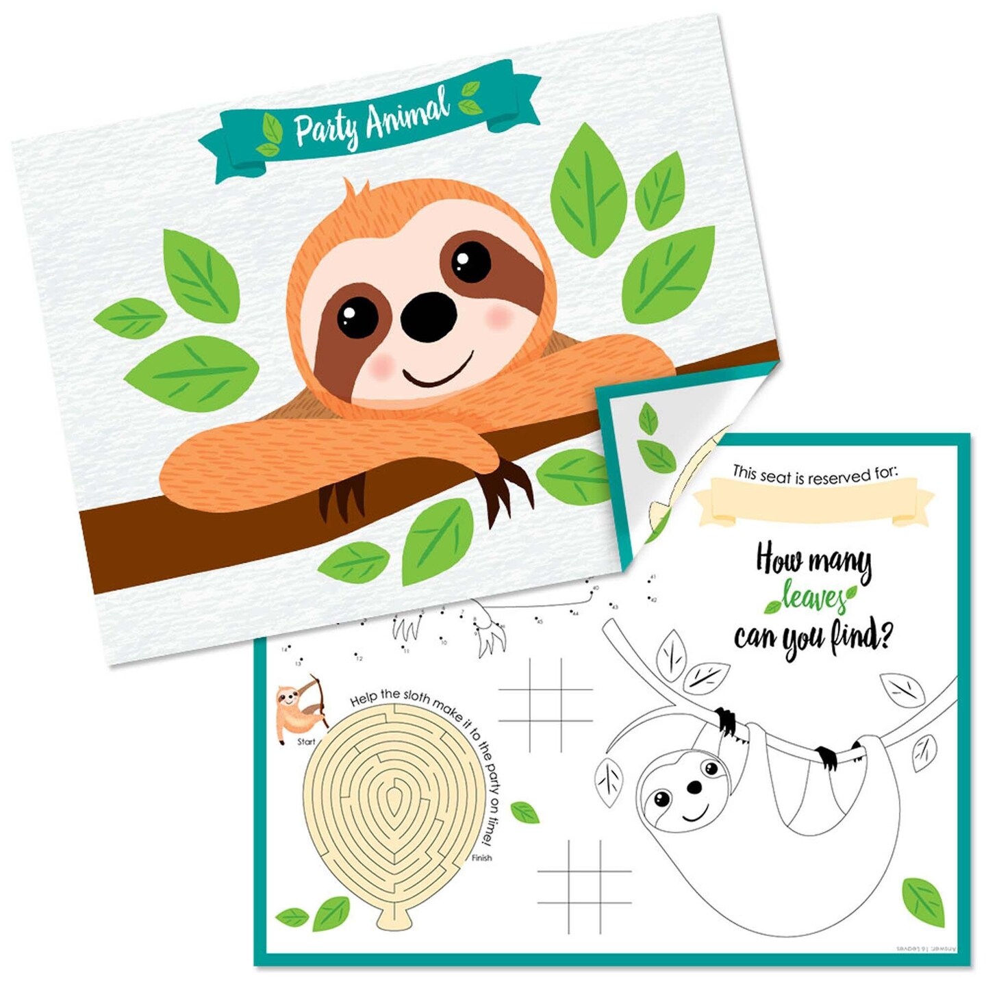 Big Dot of Happiness Let's Hang - Sloth - Paper Birthday Party Coloring ...