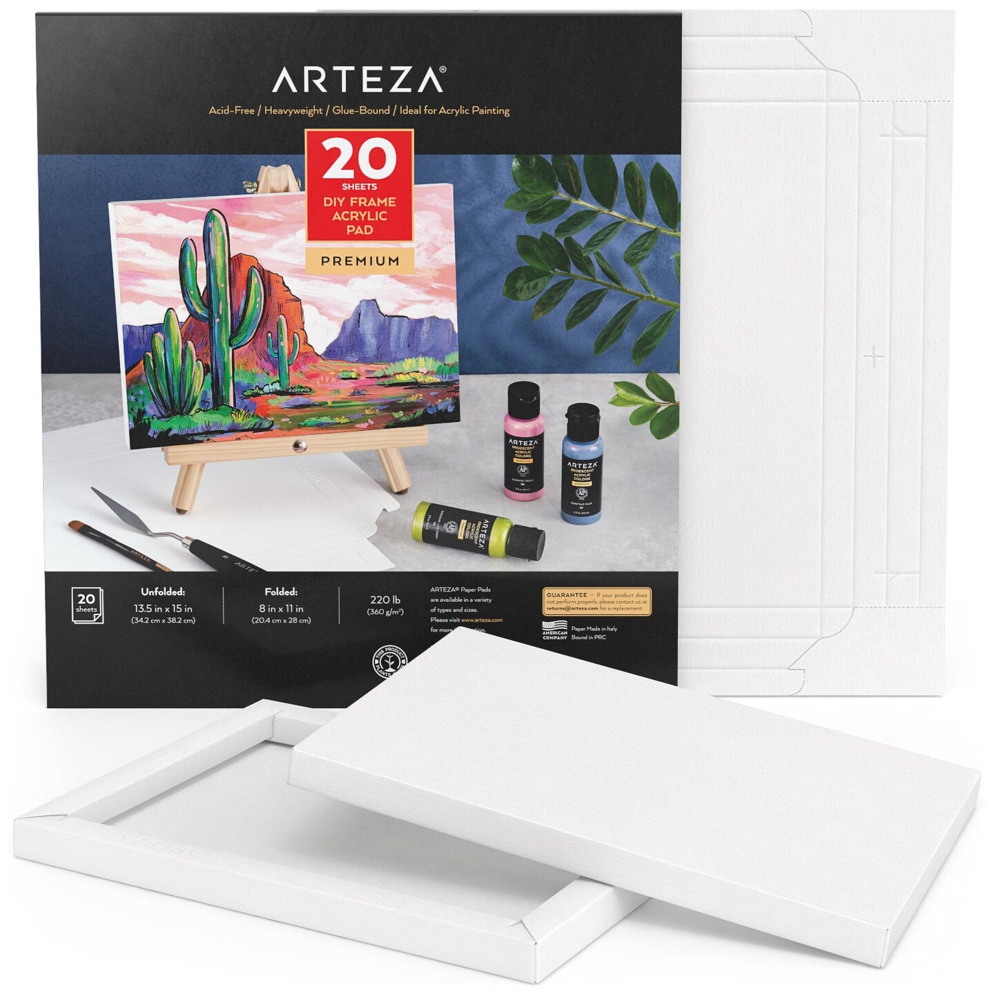 Arteza DIY Foldable 8x11" Canvas Frame, Acrylic - 20 Sheets