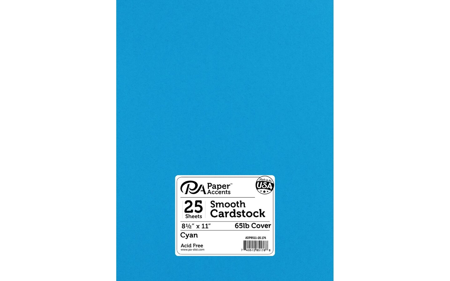 Accent Design Paper Accents Cdstk Smooth 8.5x11 80# Cyan