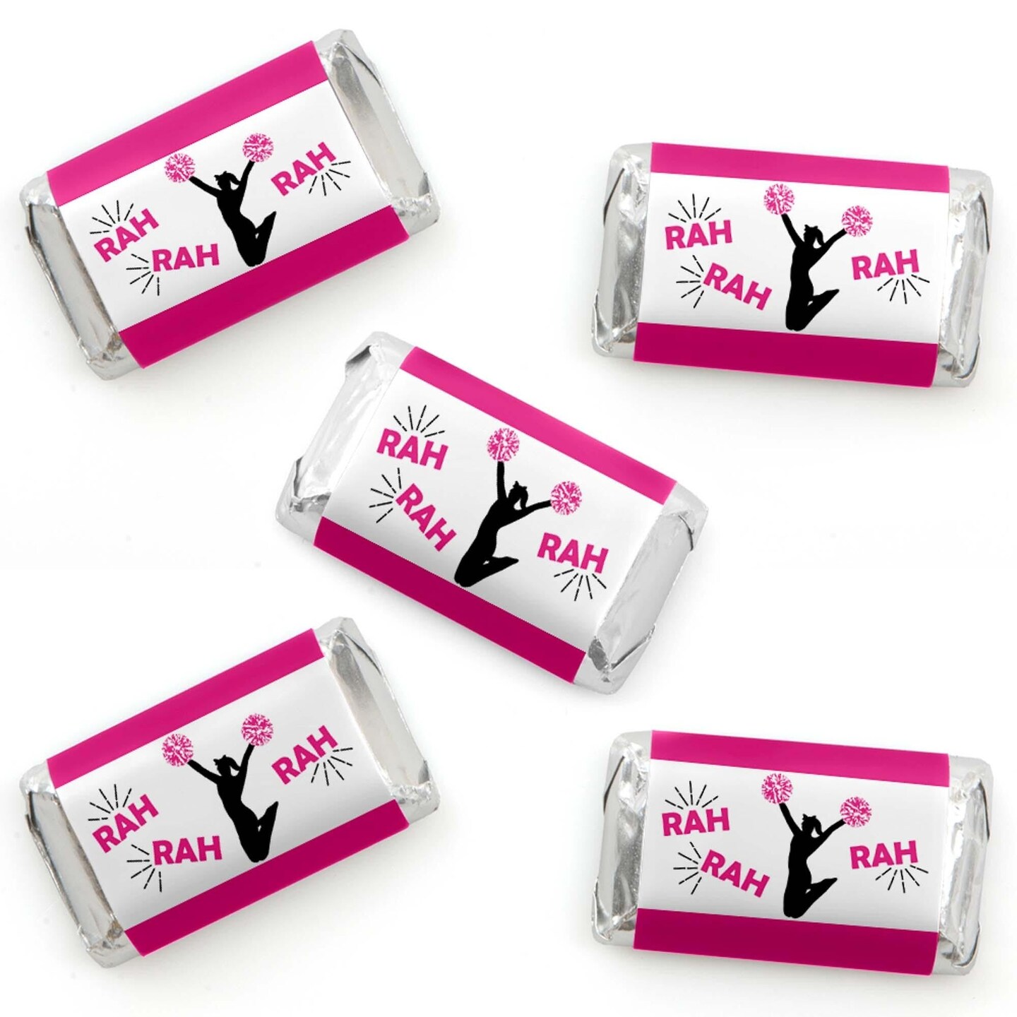 Big Dot of Happiness We've Got Spirit - Cheerleading - Mini Candy Bar Wrapper Stickers - Birthday Party or Cheerleader Party Small Favors - 40 Count