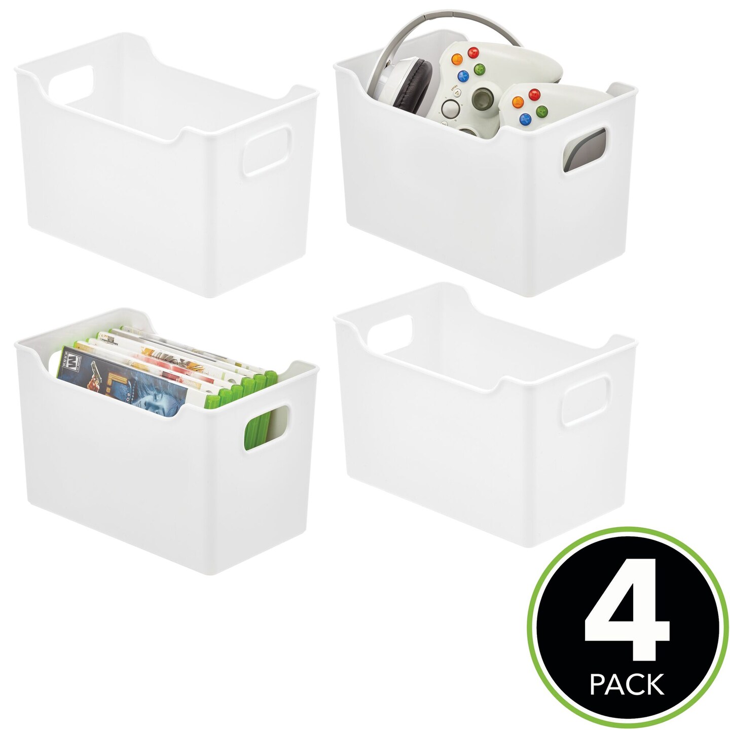 mDesign Storage Organizer Bin with Handles for Cube Furniture, 4 Pack