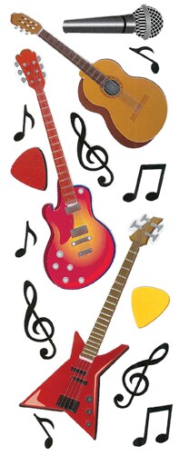 Jolee's Boutique Dimensional Stickers - Guitars & Music Notes, 15pcs