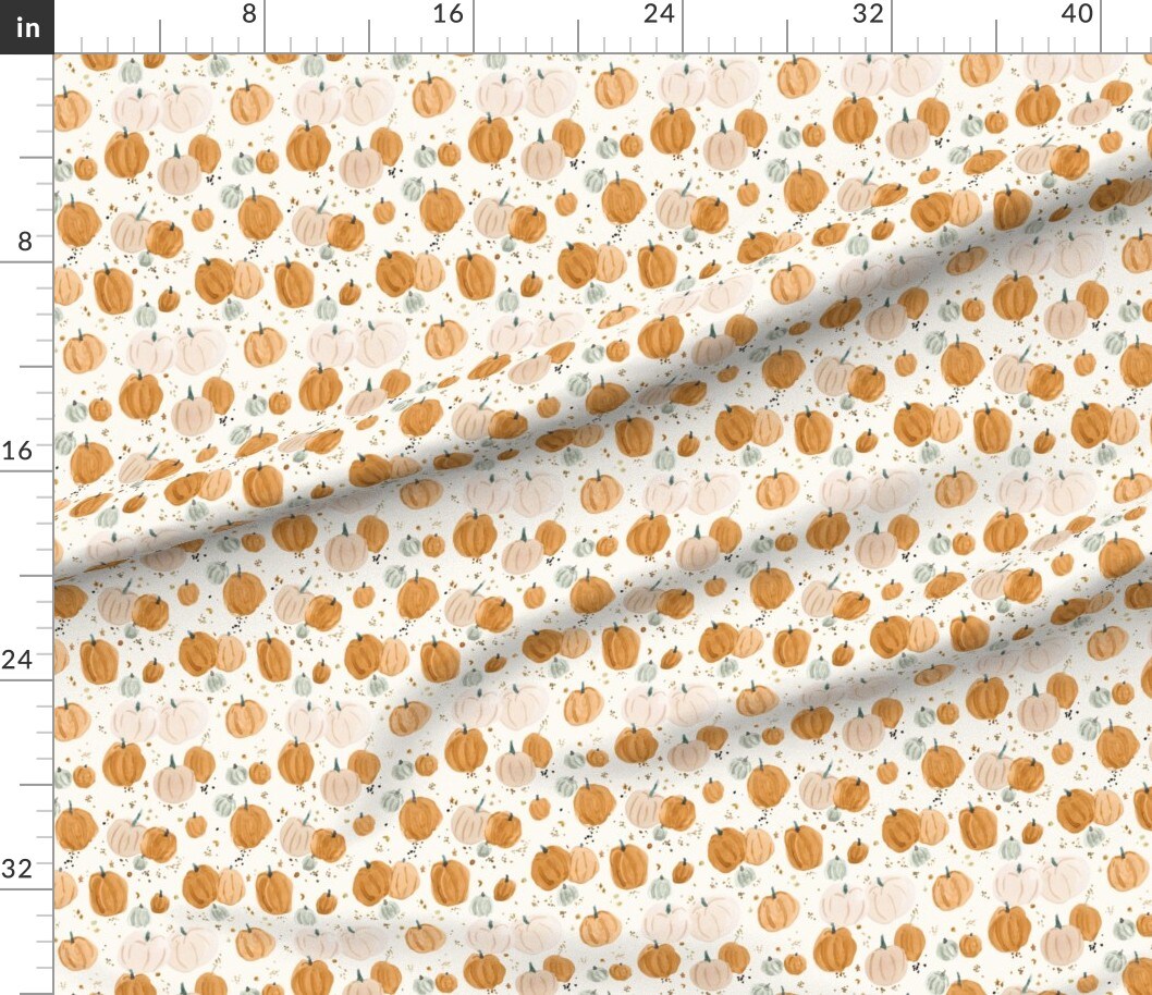 Various Fabrics by the Yard or Fat Quarter Autumn Fall Halloween Pumpkins Watercolor Stars Custom Printed Fabric by Spoonflower