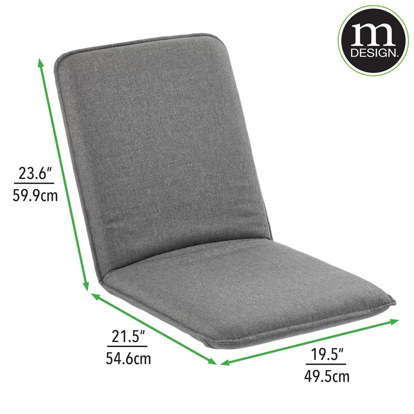mDesign Reclining Adjustable Folding Floor Chair with Back Support