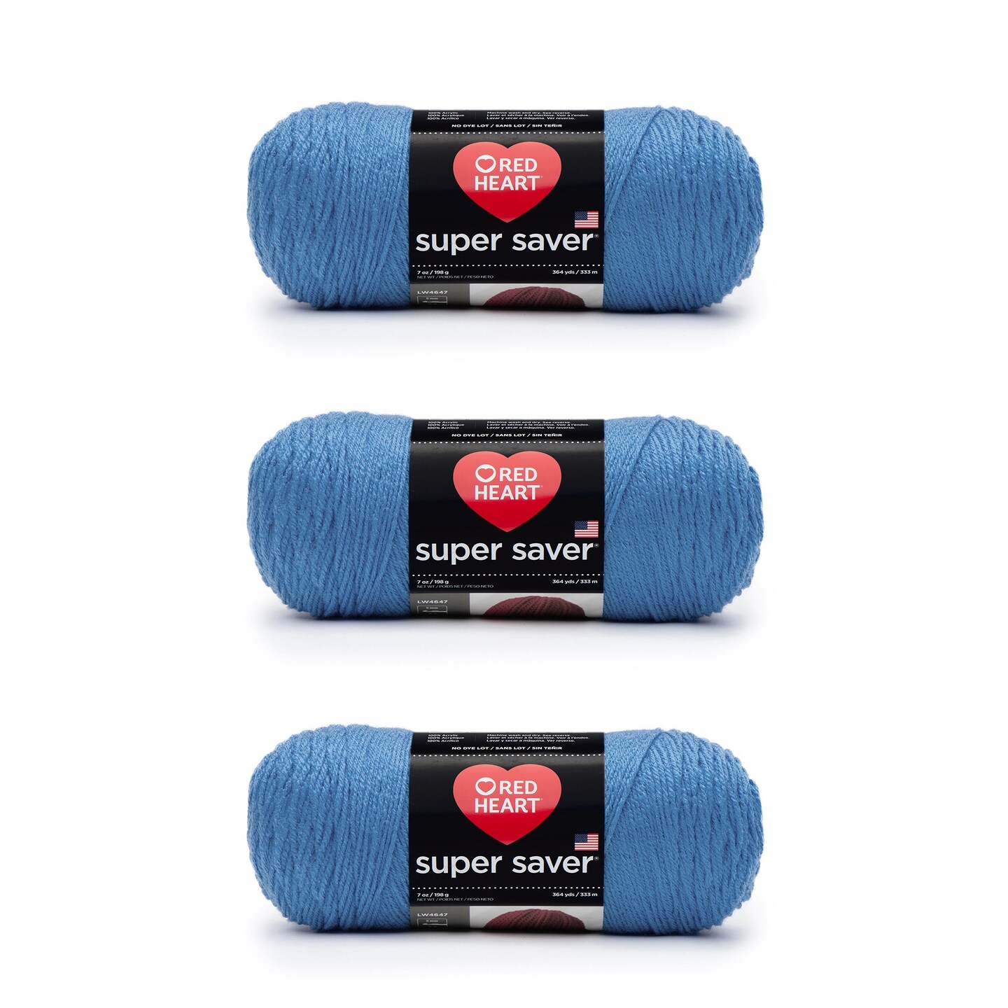 Red Heart Super Saver Delft Blue Yarn - 3 Pack of 198g/7oz