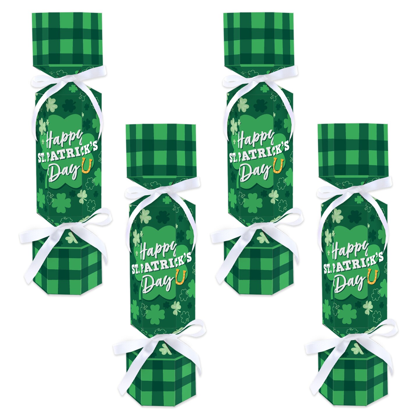 Big Dot of Happiness Shamrock St. Patrick&#x27;s Day - No Snap Saint Paddy&#x2019;s Day Party Table Favors - DIY Cracker Boxes - Set of 12