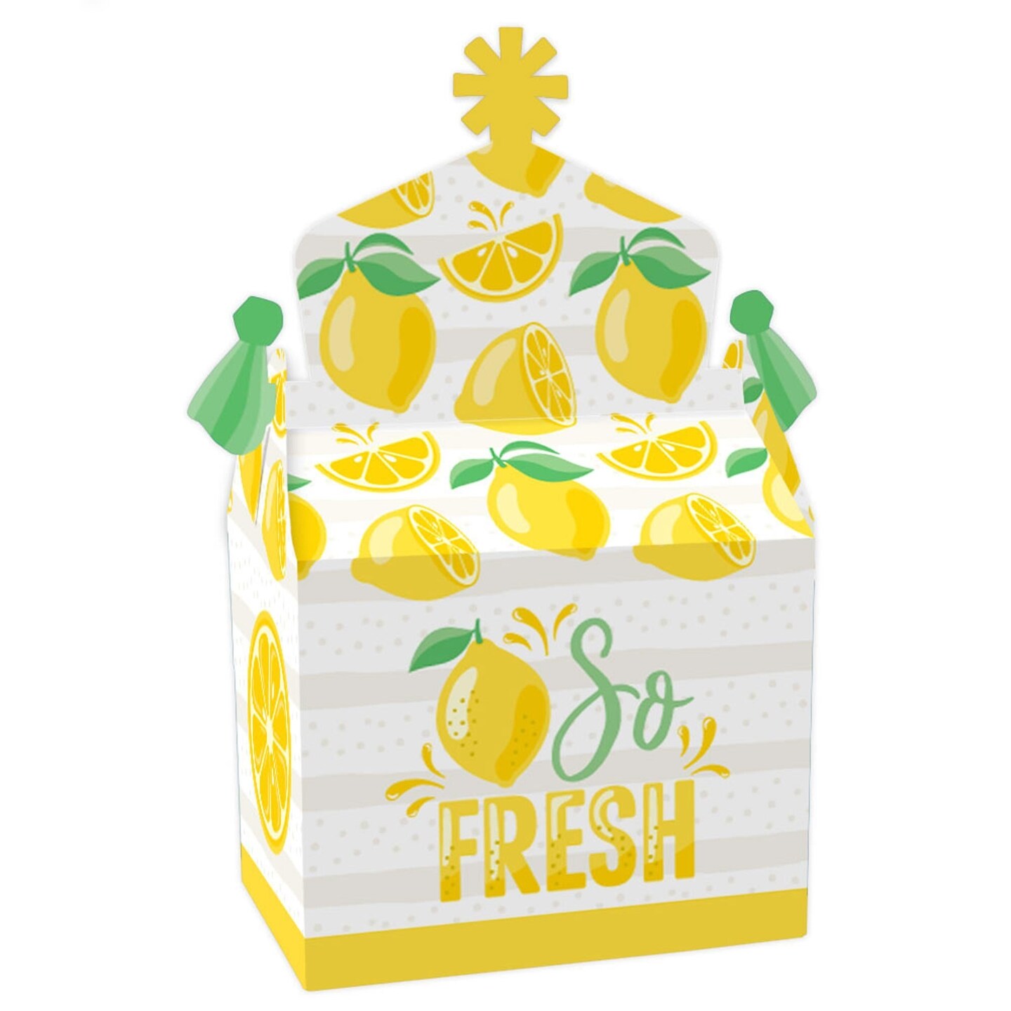 Big Dot of Happiness So Fresh - Lemon - Treat Box Party Favors - Citrus Lemonade Party Goodie Gable Boxes - Set of 12