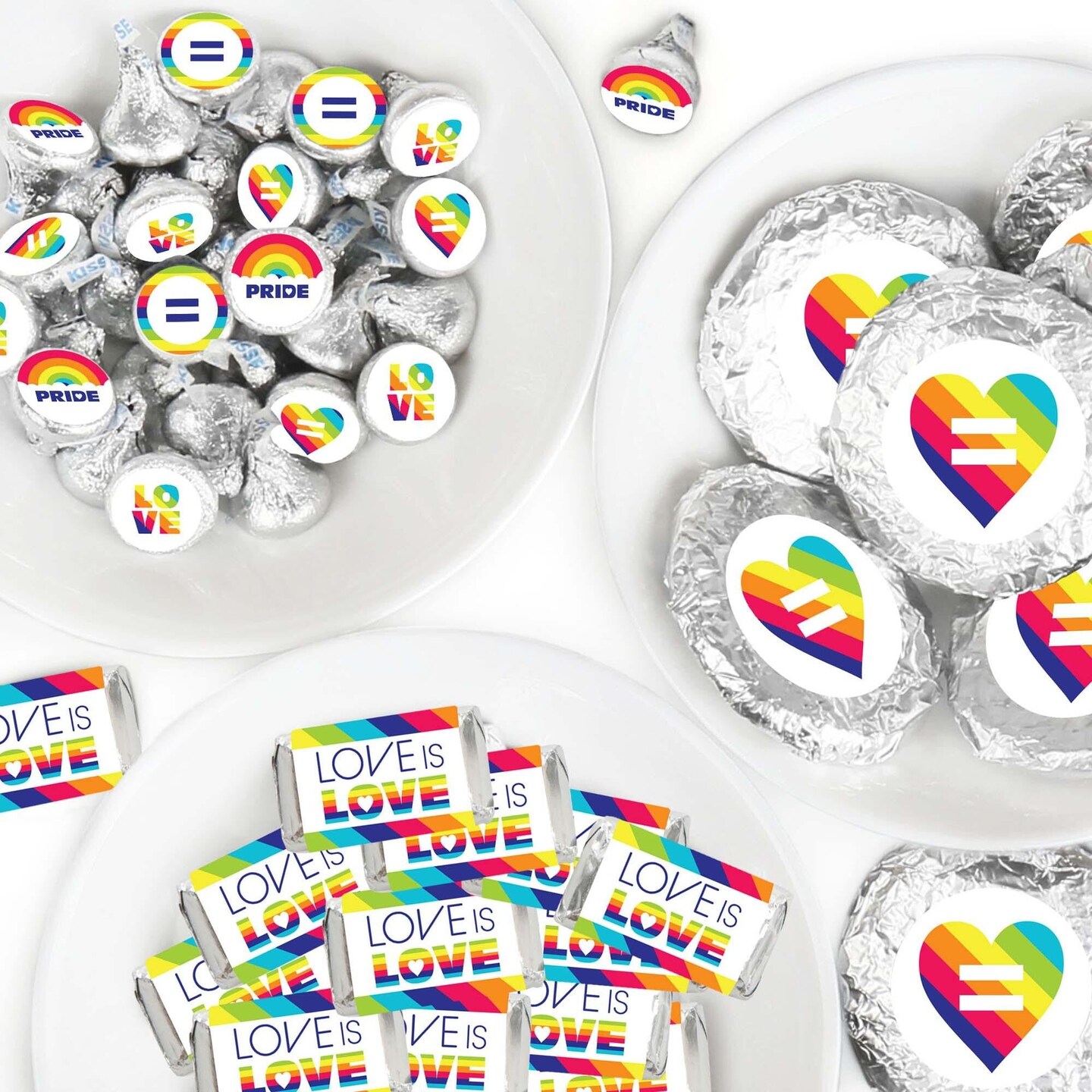 Big Dot of Happiness Love is Love - Pride - Rainbow Party Candy Favor Sticker Kit - 304 Pieces