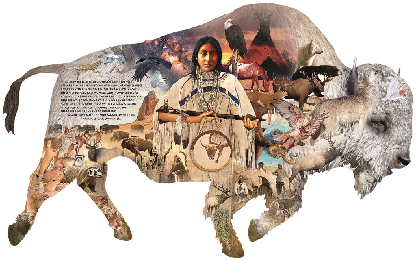 Sunsout The White Buffalo 1000 pc Special Shape  Jigsaw Puzzle 97073
