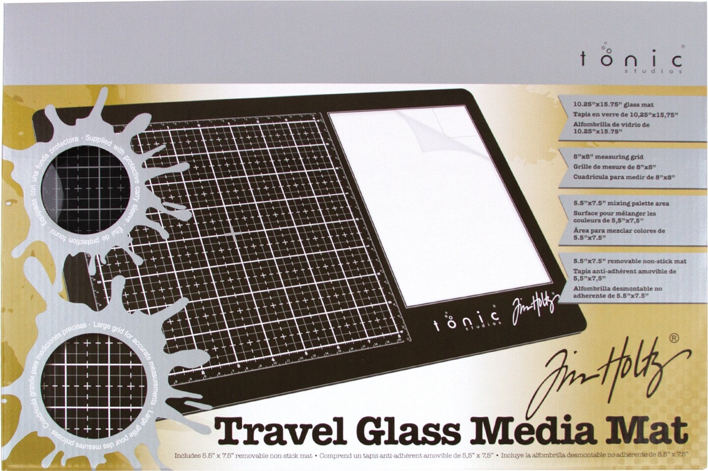 Tim Holtz 15.75" x 10.25" Travel Glass Media Mat, Right Handed - 2633eUS