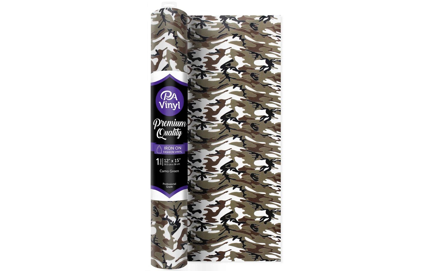 Iron On Vinyl 12x15 Roll Print Camo Green