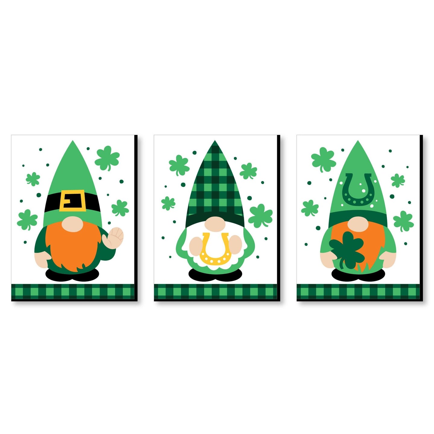 Big Dot of Happiness Irish Gnomes - St. Patrick&#x27;s Day Wall Art and Holiday Room Decor - 7.5 x 10 inches - Set of 3 Prints