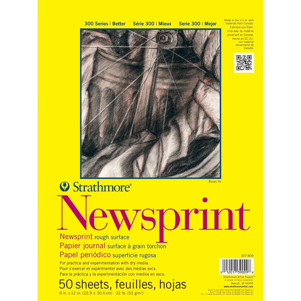 Strathmore Rough Newsprint Paper Pad 9x12 50 Sheets