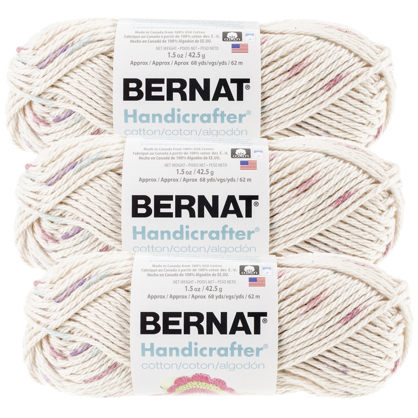 (Pack of 3) Bernat Handicrafter Cotton Yarn - Ombres-Potpourri Ombre