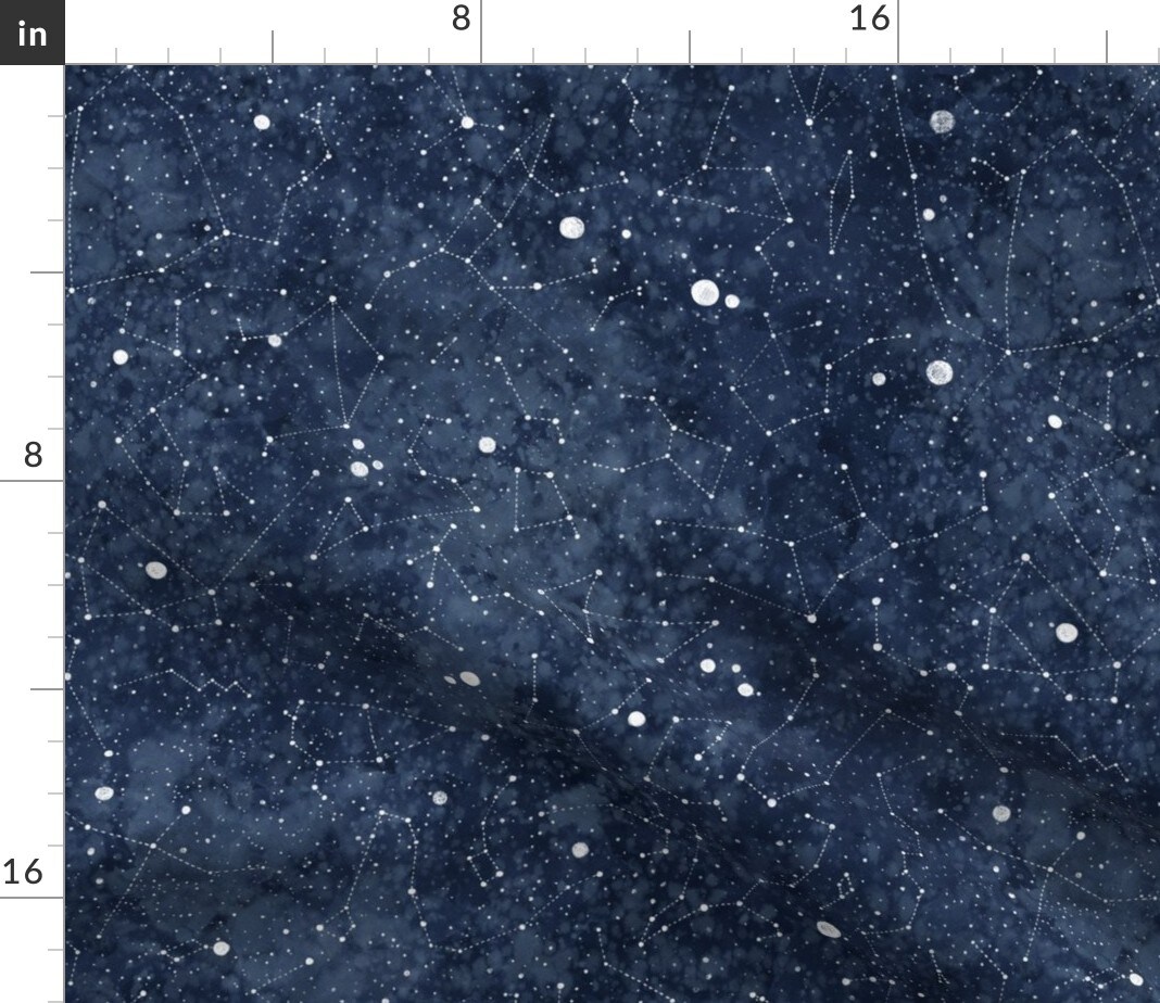 Night Sky Star Constellations Celestial Astronomy Astrology Custom Printed Fabric by Spoonflower Various Fabrics by the Yard or Fat Quarter