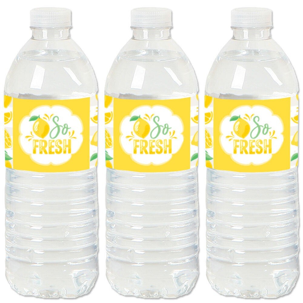 Big Dot of Happiness So Fresh - Lemon - Citrus Lemonade Party Water Bottle Sticker Labels - Set of 20