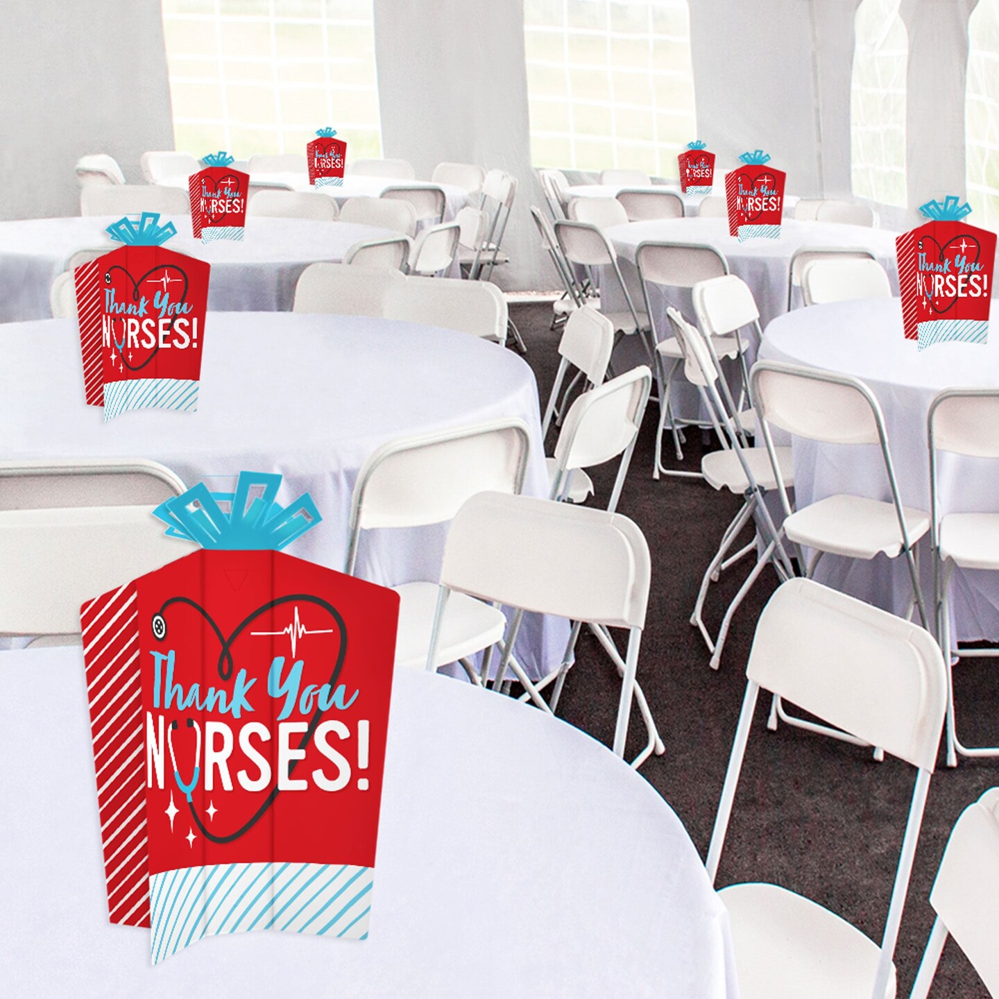 Big Dot of Happiness Thank You Nurses - Table Decorations - Nurse Appreciation Week Fold and Flare Centerpieces - 10 Count