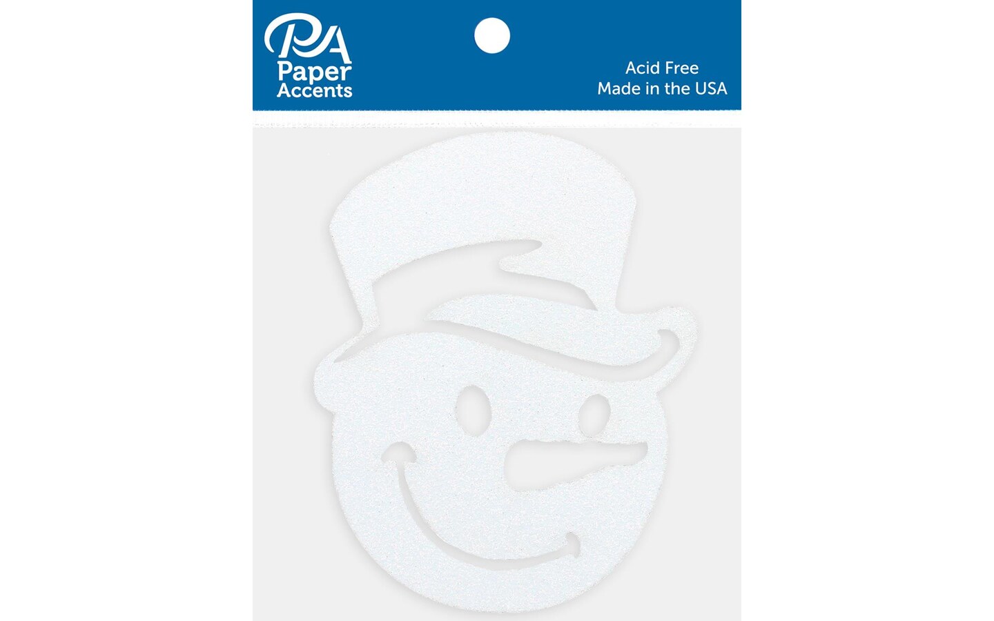 Glitter Shape 4pc Snowman Face w/ Hat White