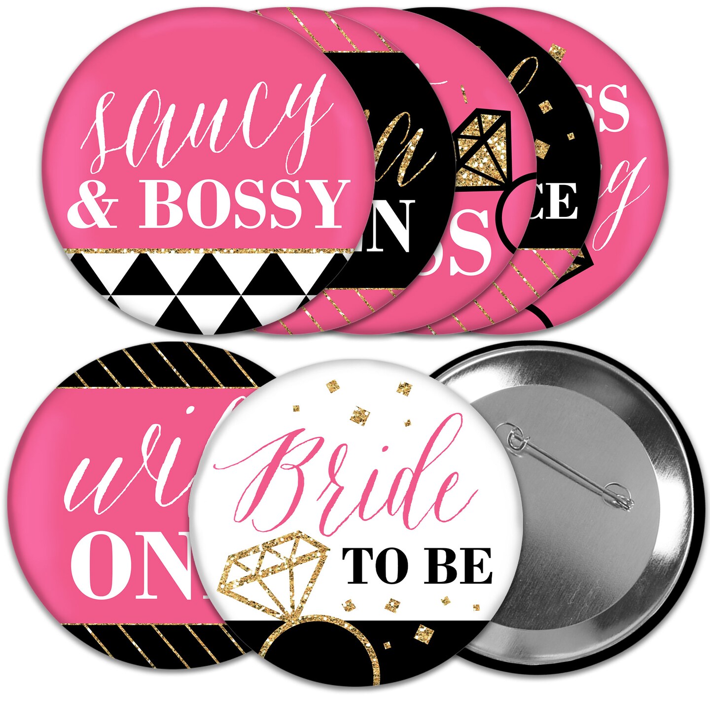 Big Dot of Happiness Girls Night Out - 3 inch Bachelorette Party Badge - Pinback Buttons - Set of 8