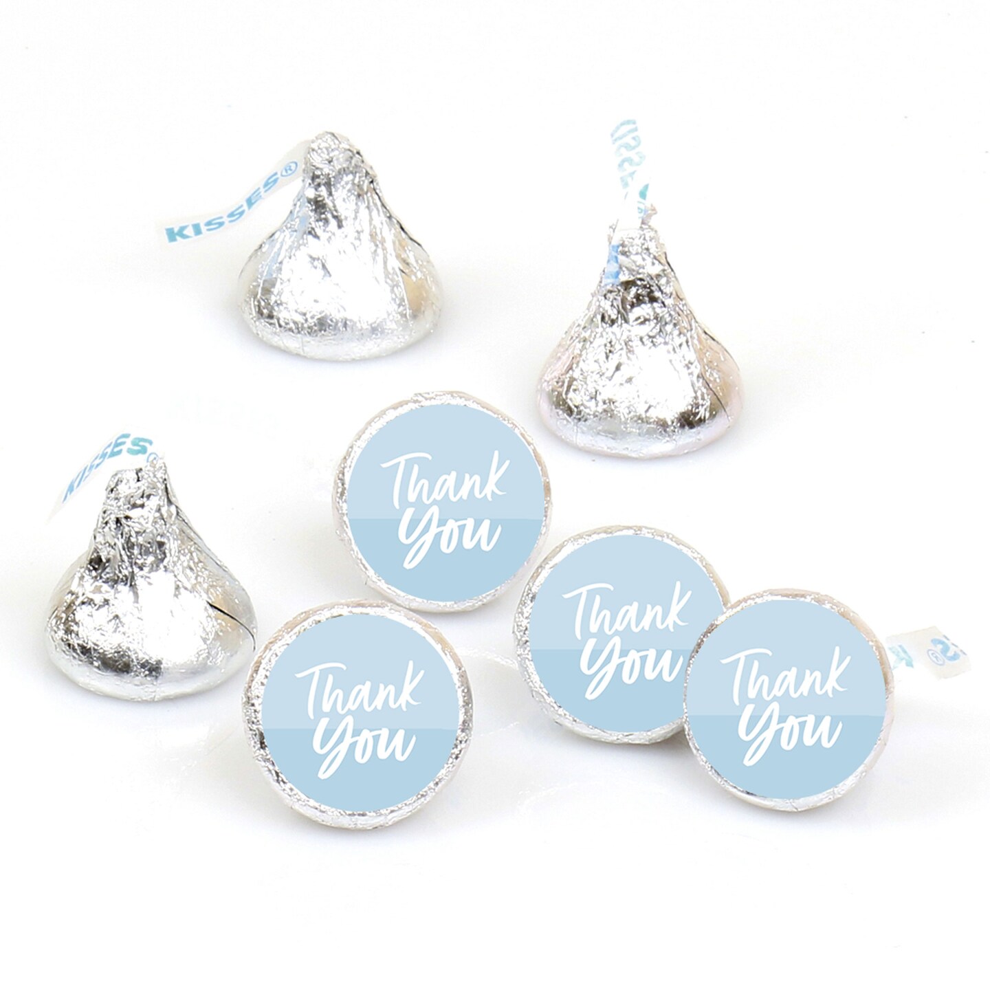 Big Dot of Happiness Dusty Blue Elegantly Simple - Guest Party Favors Round Candy Sticker Favors - Labels Fits Chocolate Candy (1 sheet of 108)